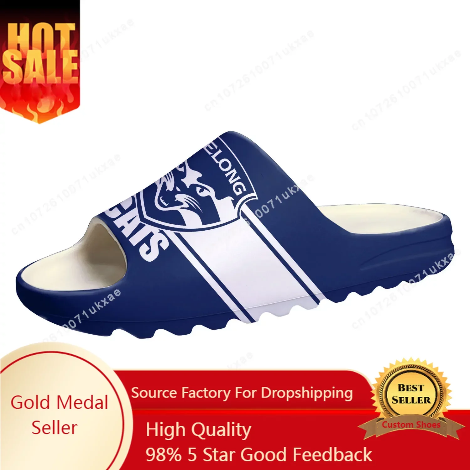 

Geelong Cats Australian Football Soft Sole Sllipers Home Clogs Step On Water Shoes Mens Womens Teenager Customized Sandals