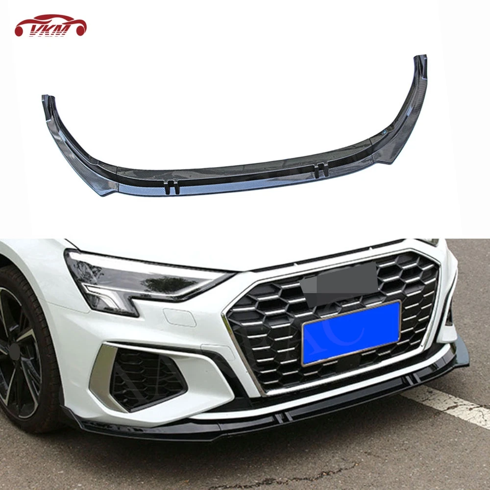 

ABS Front Bumper Lip Spoiler for Audi A3 Sline Sport 2021+ Car Bumper Chin Extension Guard Protector Body Kits Car Accessories