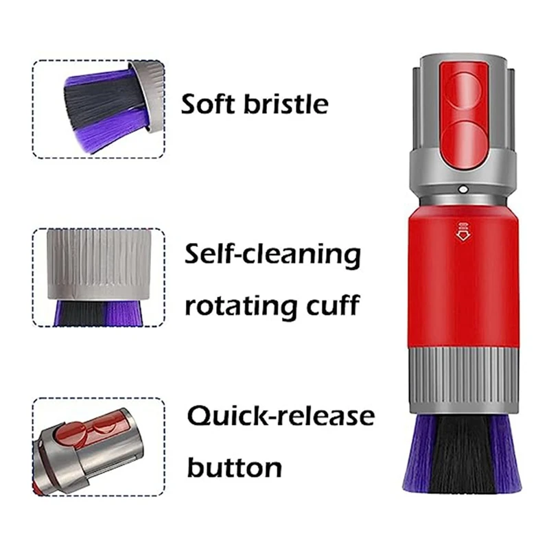 무흔적 먼지 제거 소프트 브러시 헤드, 다이슨 다이슨 V12 진공 청소기에 적합한 그레이 및 레드 플라스틱, V7 V8 V10 V11 V15, 2 피스
