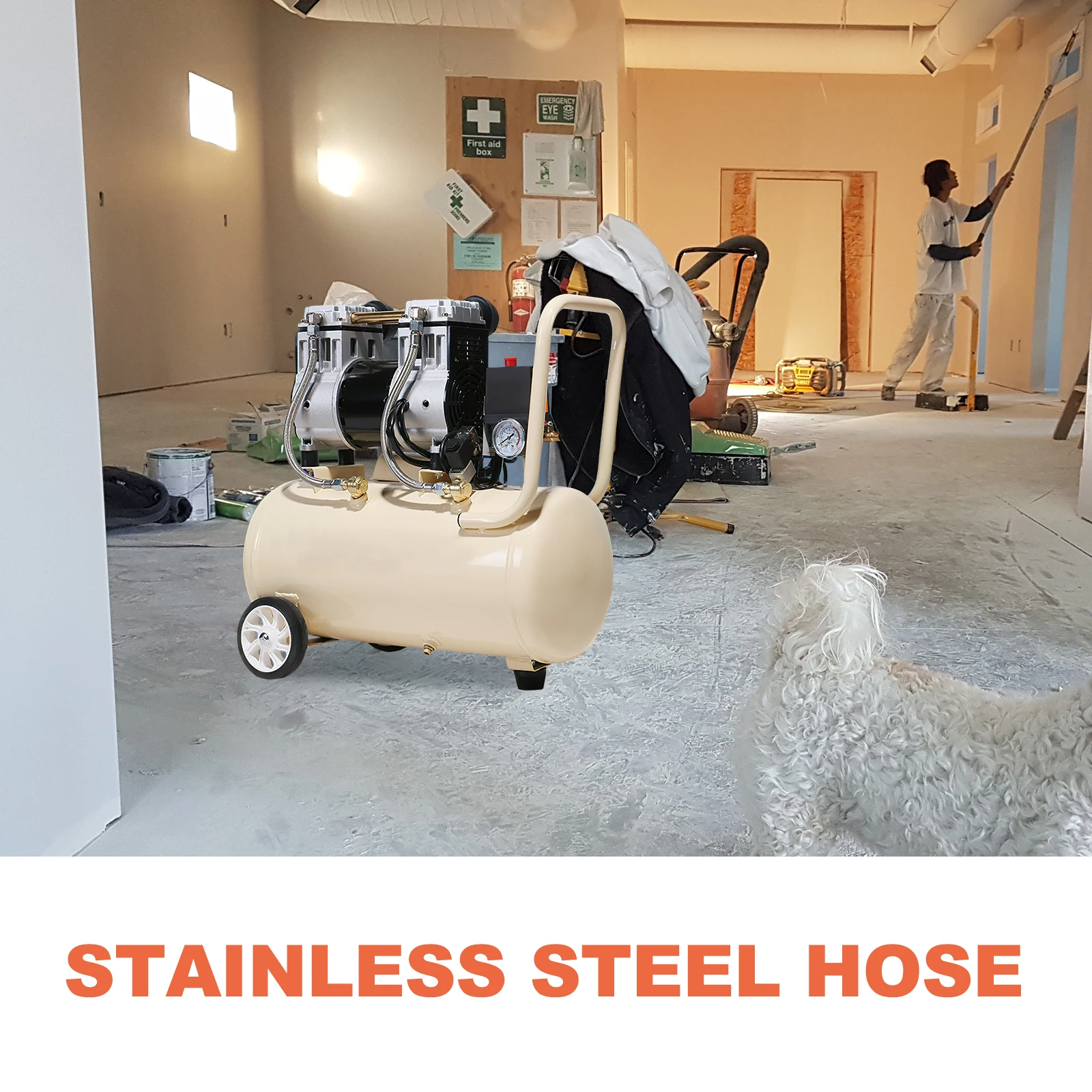 

Air Compressor Hose 550MM 3/8 Leader Tube Replacement Exhaust Valve Stainless Braided Hose Pneumatic Tools Accessories Soft Tube