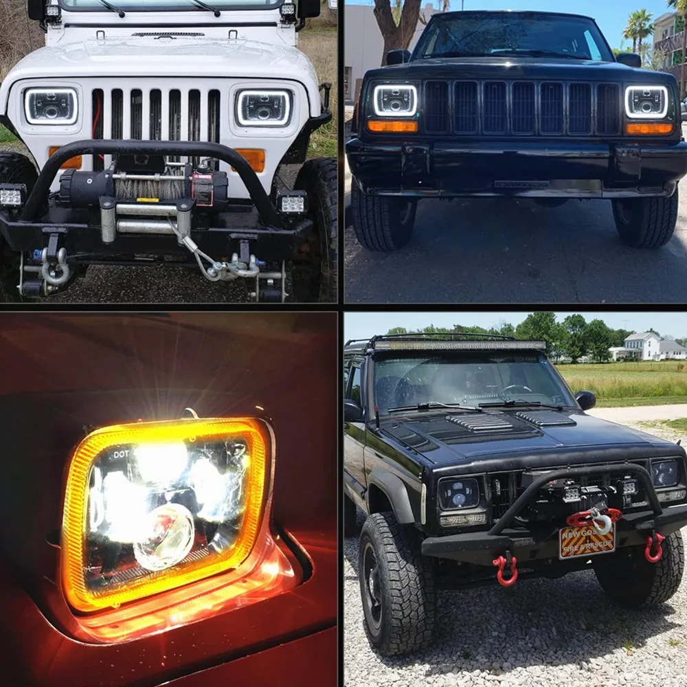 2pc 110W DOT H6054 5x7 7x6 Led Headlights For Jeep Cherokee XJ Wrangler YJ Ford Accessories Rectangular Headlights