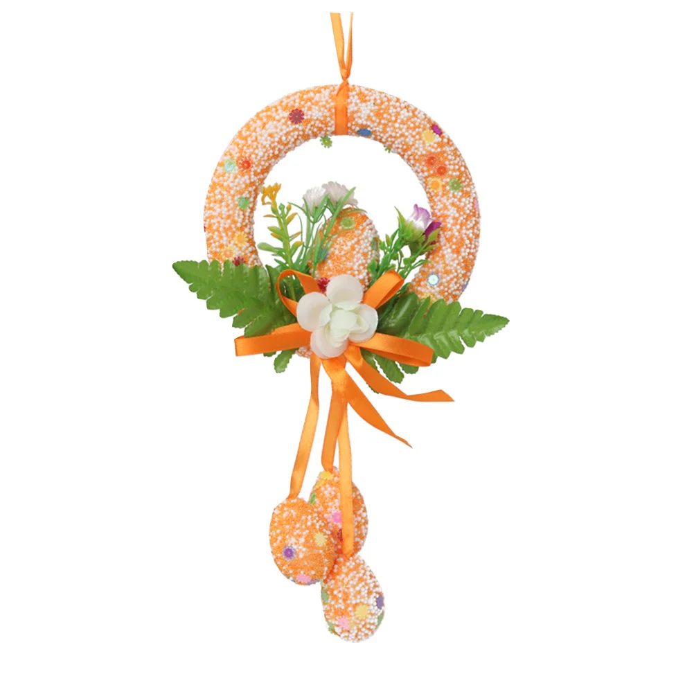 

2Pcs Easter Wreath Hanging Ornament Set Egg Shape Decoration Door Wall Party Garland Gift Easter Pendant