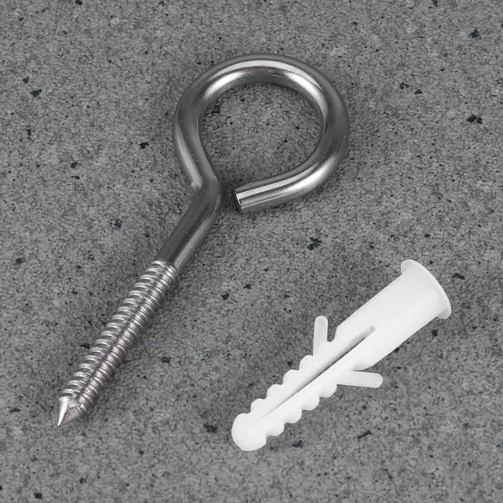 1Set Stainless Steel Screw Eye Hooks Heavy Duty Rustproof for Hammock Swing Yoga Rope Hanging Indoor Outdoor Plywood Drywall