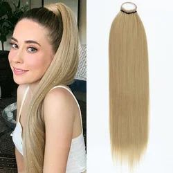 Synthetic Long Straight Ponytail With Elastic Band Wrap Around Straight Ponytail Extension Heat Resistant Pony Tail For Women