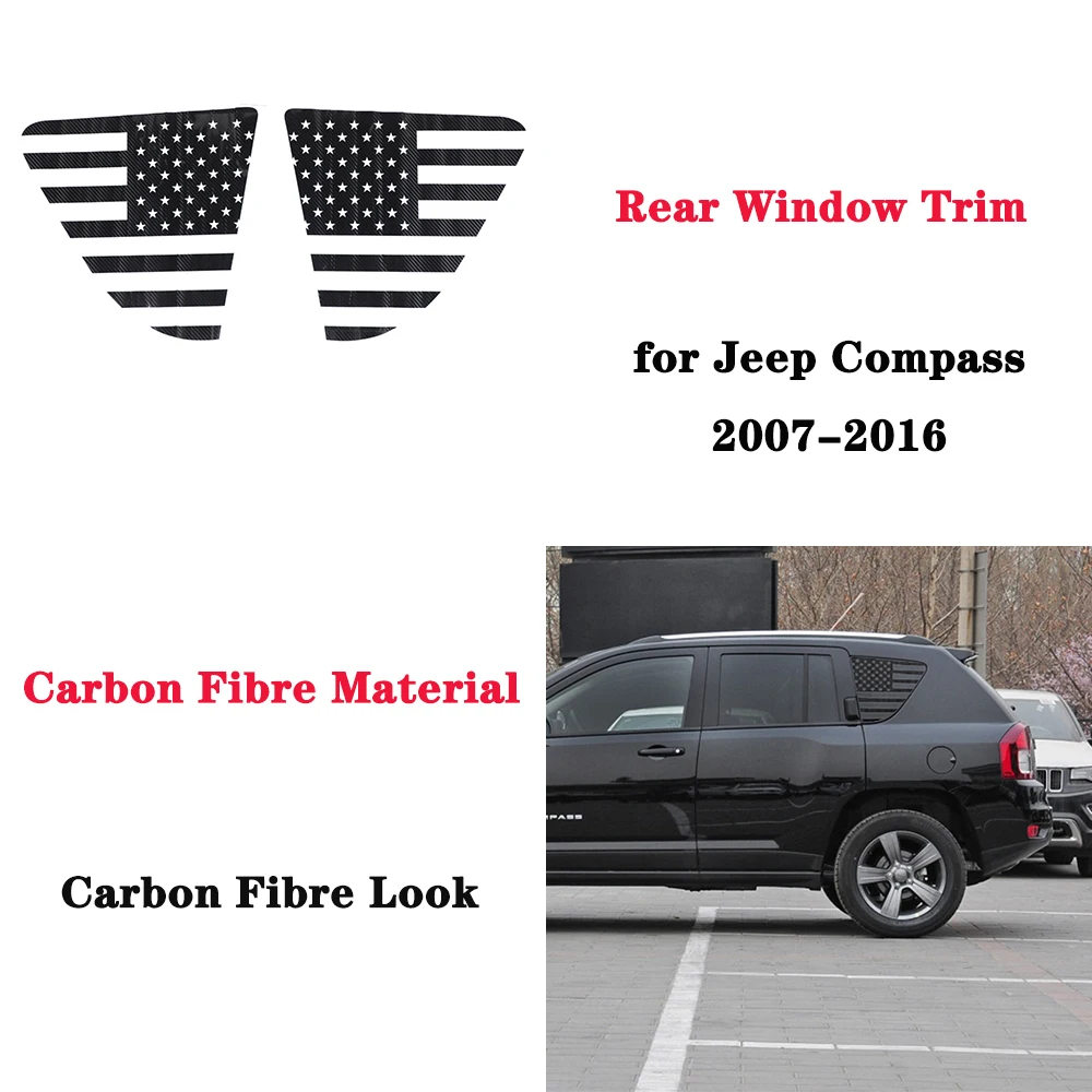 Rear Window Glass Panel Decorative Cover Trim Decal for Jeep Compass 2007 2008 2009-2016 Car Exterior Accessories Carbon Fiber