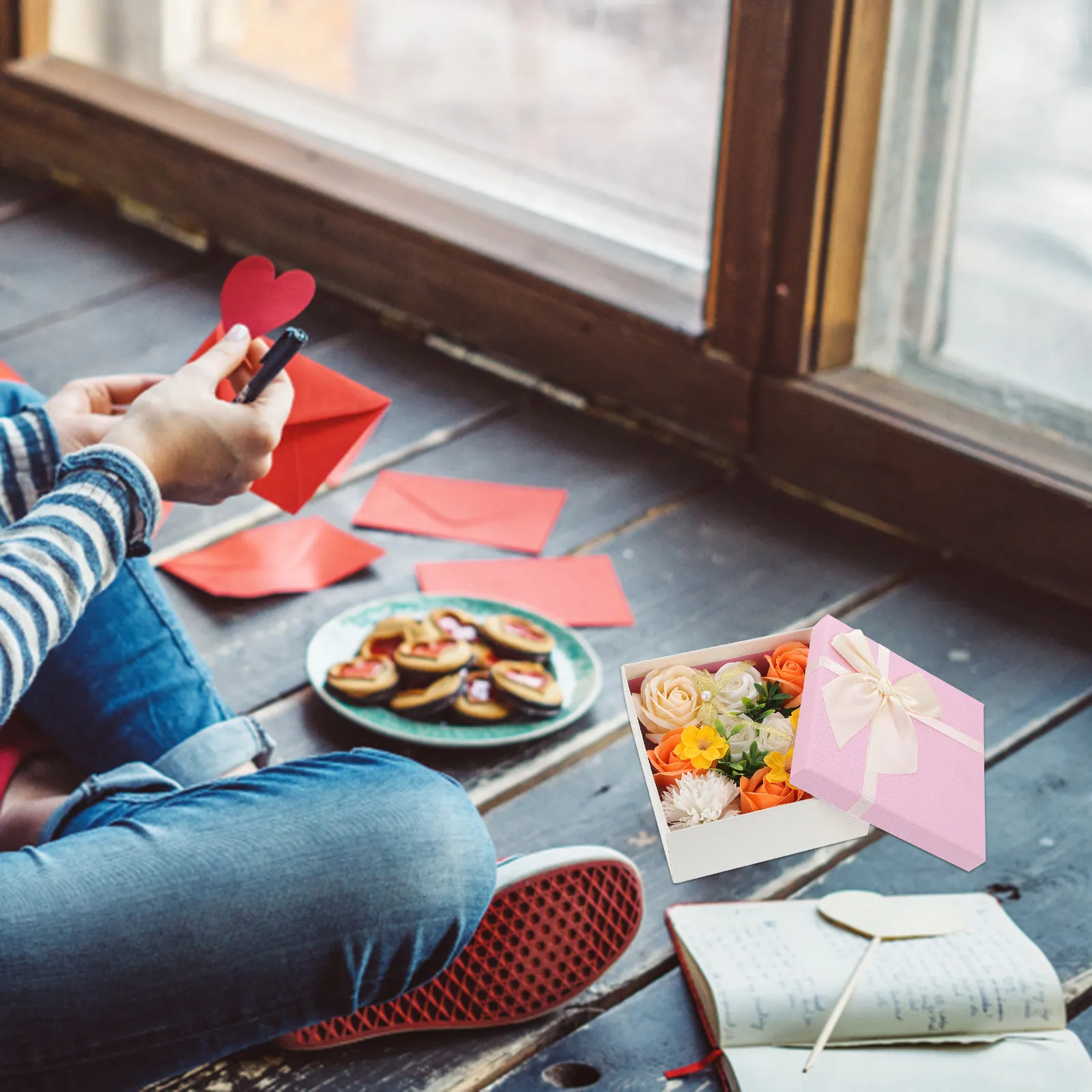 

1Pcs Soap Rose Gift Box Square Beautiful Soap Flower Romantic Home Decoration Mother's Day Valentine's Day Holiday Celebration