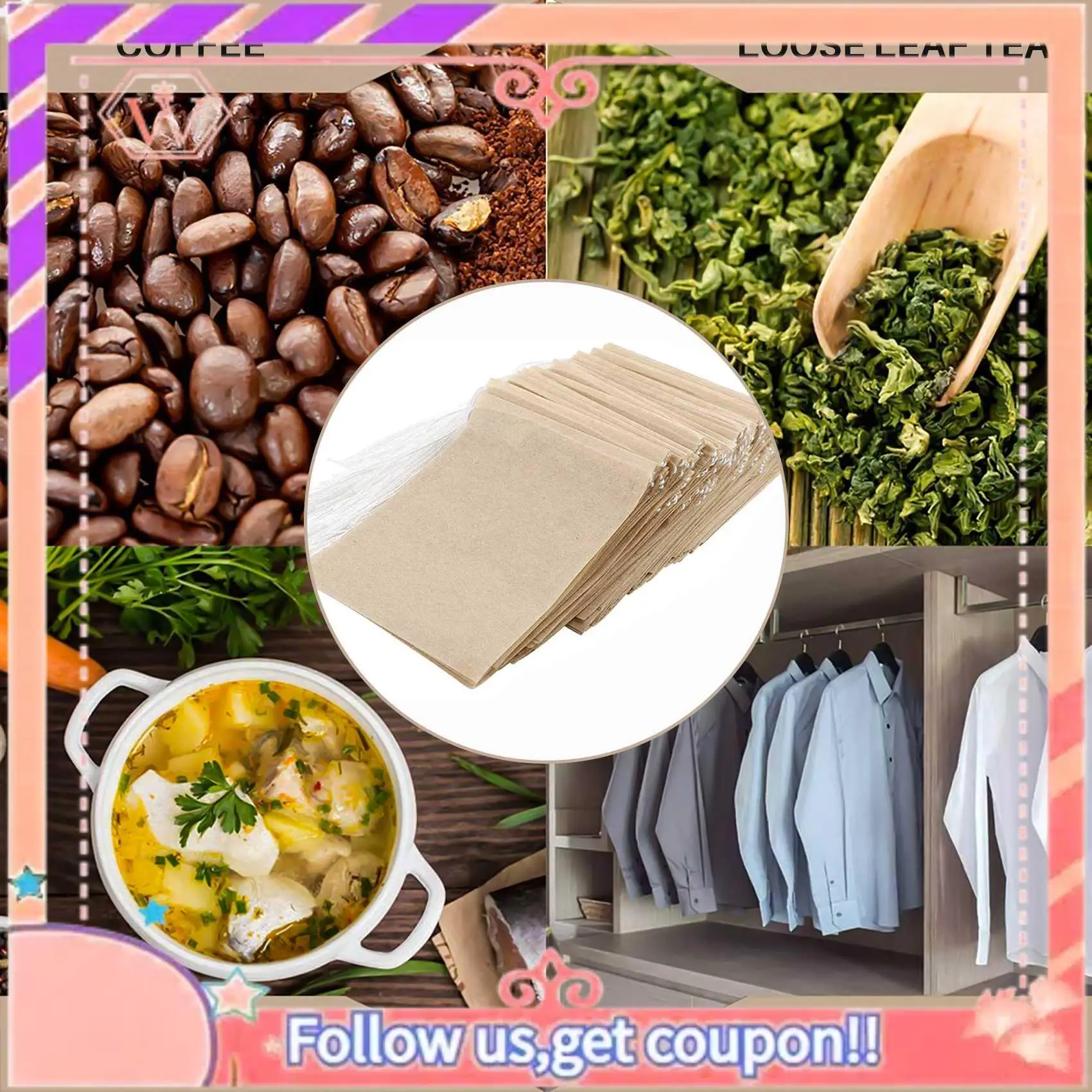 AT84-300PCS Tea Filter Bags, Disposable Paper Tea Bag With Drawstring Safe Strong Penetration Unbleached Paper For Loose Leaf Te