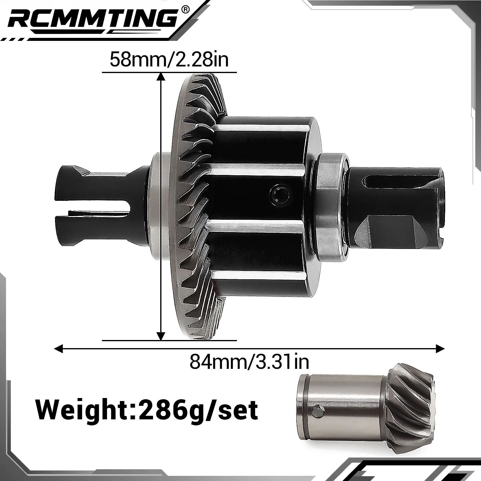 RCMMTING 39T/12T Universal Front/Rear Differential with Main Gear for ARRMA 1/5 Kraton/Outcast 8S EXB RC Upgrade Part