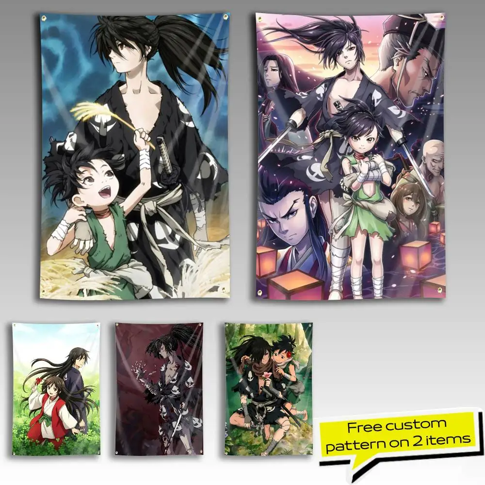H-Hyakkimaru D-Dororo Anime Flag Tapestry Banner for Bedroom Living Room Outdoor Camping Custom Supported