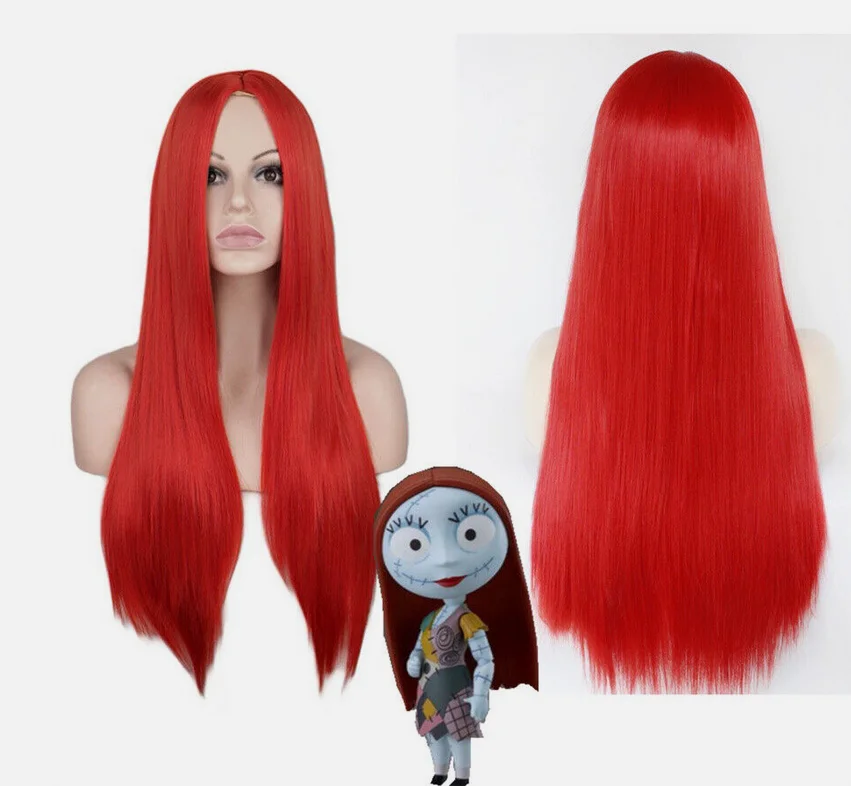 Pesadilla antes de Navidad Sally Cosplay peluca larga fiesta pelucas sintéticas para disfraz