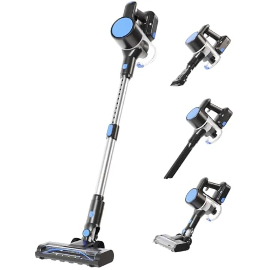 

Беспроводной вертикальный пылесос с гибким управлением и телескопической ручкой, 3 насадки-щетки, легкий, перезаряжаемый