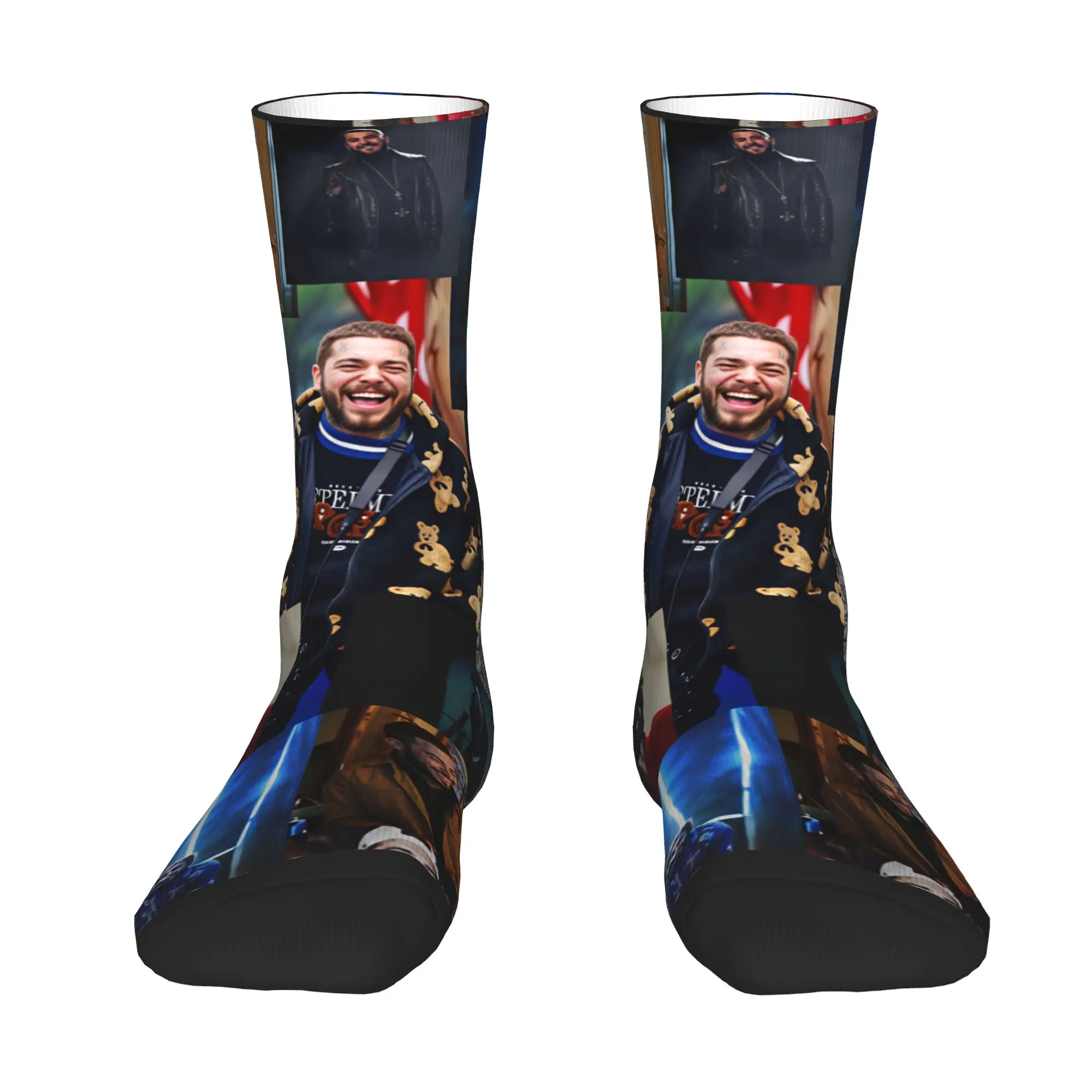 P-Posts Popular Rapper M-Malones Mens Crew Socks Unisex Cute  Spring Summer Autumn Winter Dress Socks