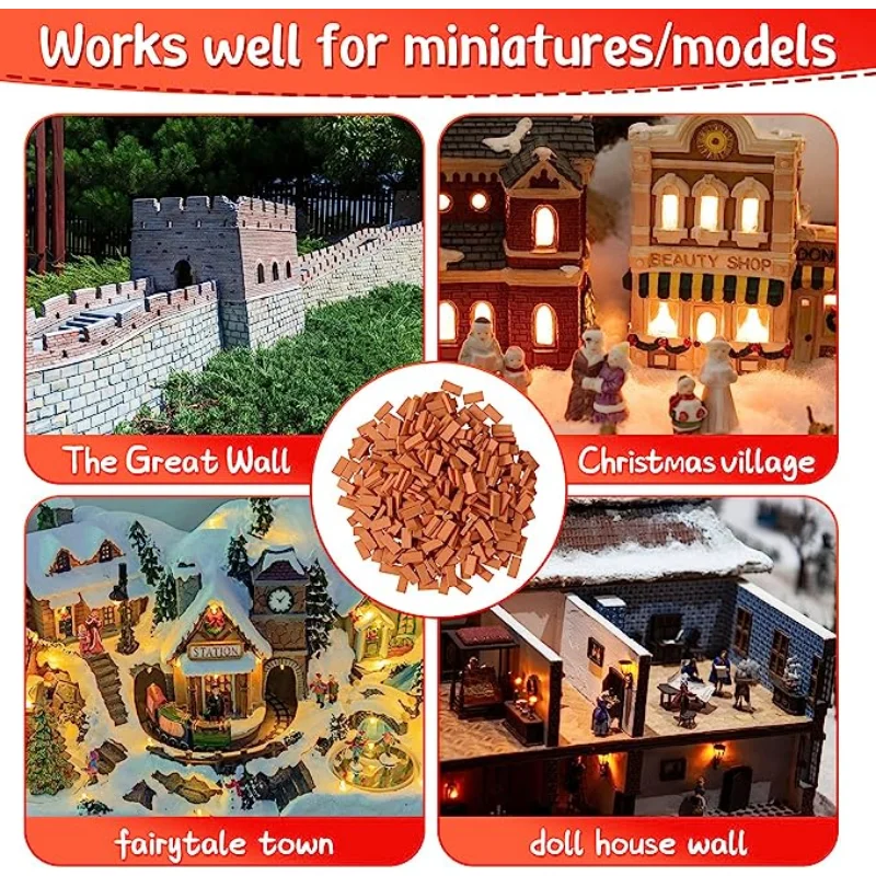 50pcs 1:16 Real Mini Bricks Model, Miniature Figurine Landscaping Accessories, DIY Fake Bricks Toy For Fairy Garden Building