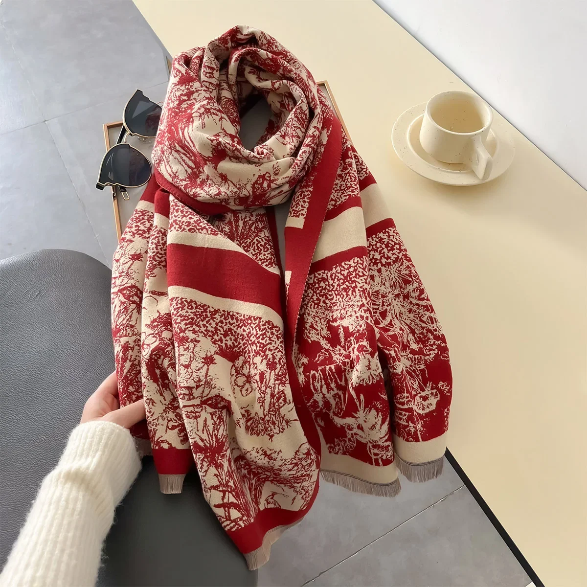 Scarf Women Winter Luxury Print Cashmere Pashmina Shawls and Wraps Bufanda Keep Warm Blanket for Lady Echarpe Stoles