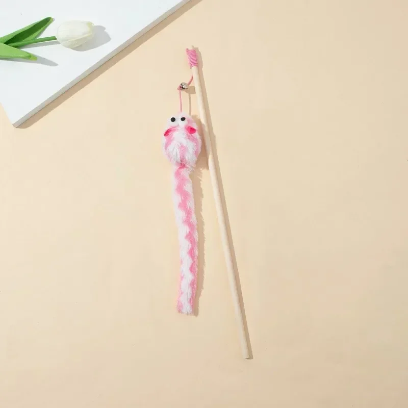 Cat Toys Funny Cat Stick Bouncy Rod Bell Bait Pet Toy Plush Longtail Mouse Stripe Funny Cat Stick Pet Supplies Kitten Accessory