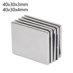 1/2/5/8 Stück 40 x 30 x 3 mm, 40 x 30 x 4 mm, N35, leistungsstarker Block-Kühlschrankmagnet, permanente quadratische Neodym-Magnete aus Seltenen Erden für Kunst-DIY