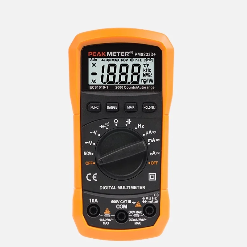 PEAKMETER PM8233D+Smart Automotive Digital Multimeter Automatic Range capacitances,With NCV Function For Automotive Repair