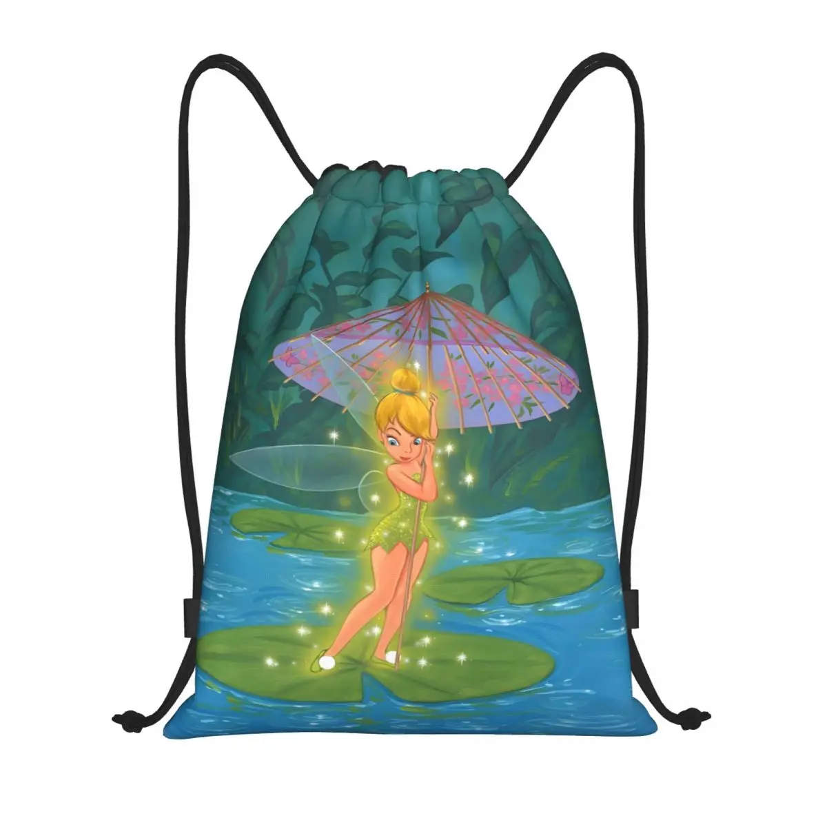 

Custom Tinker Bell Drawstring Bag Women Men Portable Gym Sports Sackpack Fairy Training Backpacks
