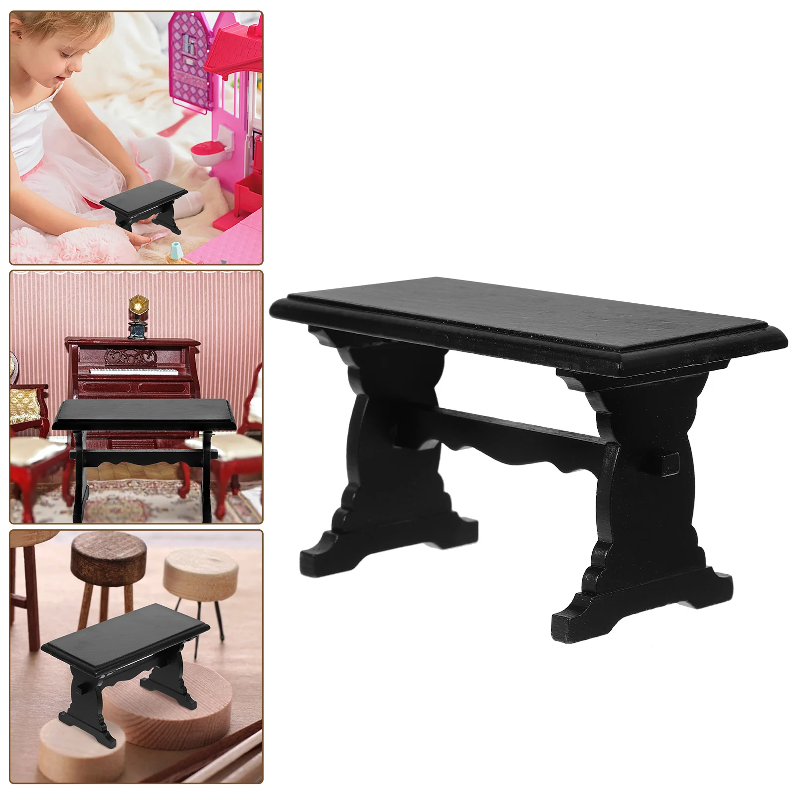 Silla de amor sin brazos, muebles en miniatura, escala 1, 12, accesorios para casa de muñecas, juguete, decoración artesanal, adorno, escritorio de madera