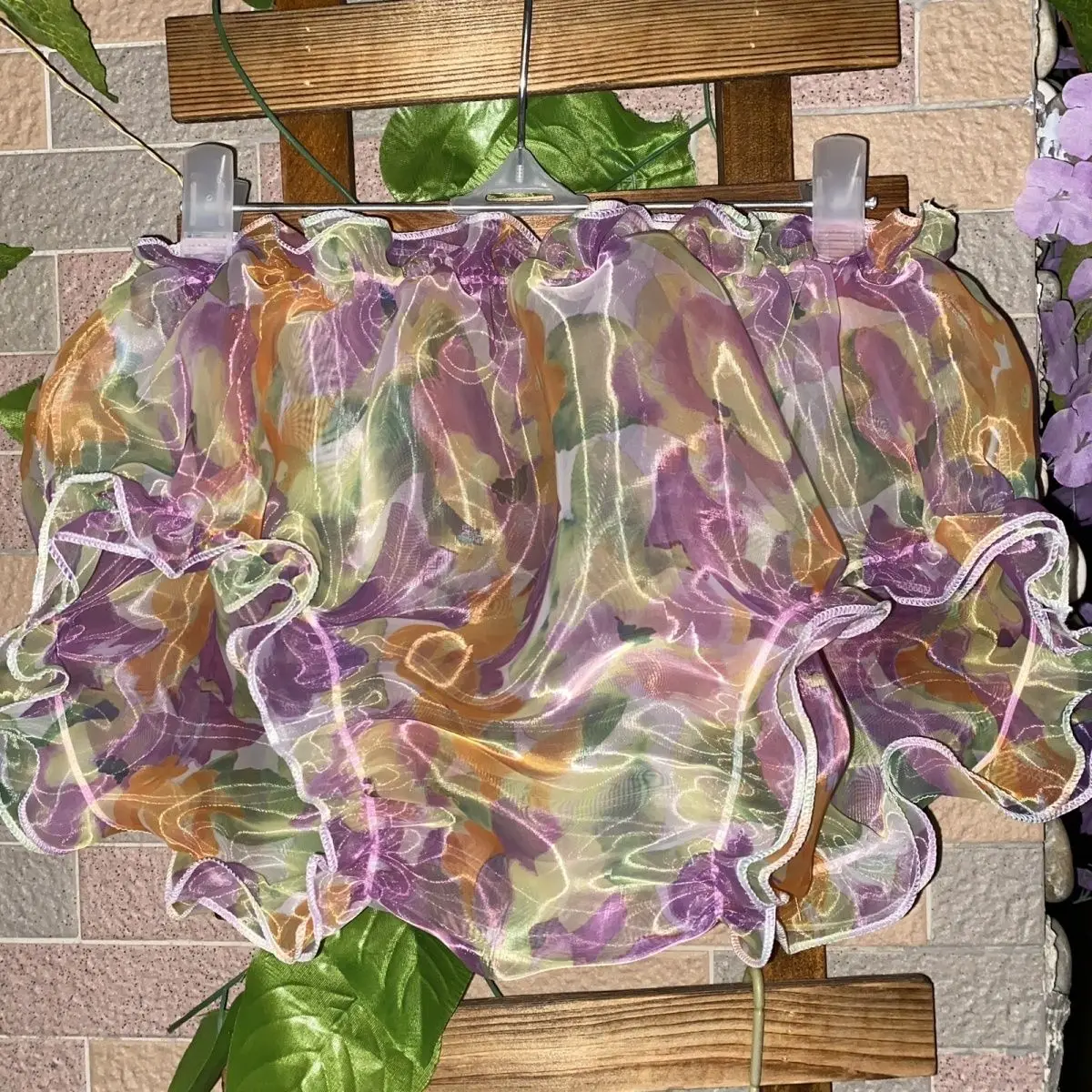 

Summer Glossy Liquid Water Gauze Organza Floral Lingerie Panties Plus Size Underwears Sexy Briefs