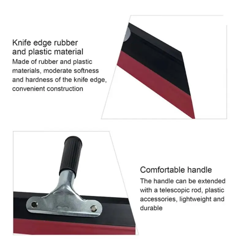 A27F-Soft Rubber Rake Brush Rubber Plastic Handle Tool, Floor Paint Construction, Flat Mouth Design 18Cm