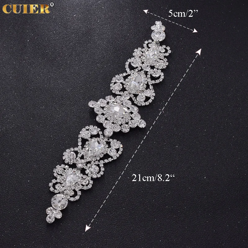 1Piece Glass Strass Wedding Dress Belt Sash Appliques Trim AB Color Rhinestones Clothings Patches Trim Sewing Decorations DIY