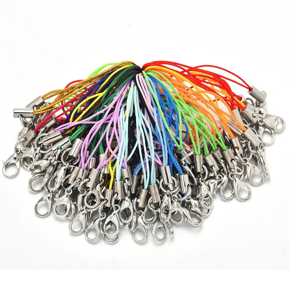 

50/100/200Pcs/Lot Mix Polyester Lanyard Cords Lobster Clasp Rope Keychain Hooks For DIY Craft Pendant Handmade Jewelry Materials