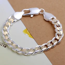 fashion beautiful 925 Sterling Silver 10MM chain Jewelry High quality Bracelets Gift for women men jewelry