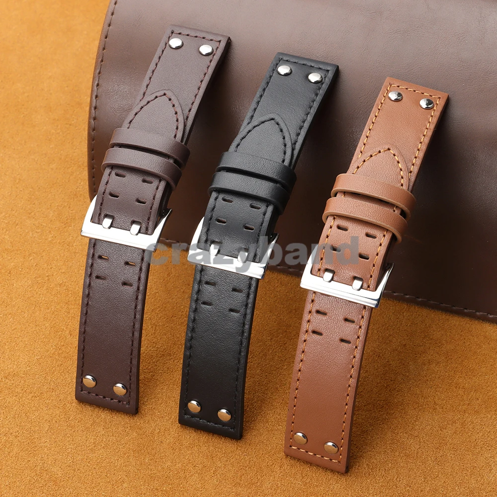 Genuine Leather Watch Straps For Hamilton WatchBands 20 22mm Business Calfskin For Khaki Aviation Field Navy H70595593 H77616533