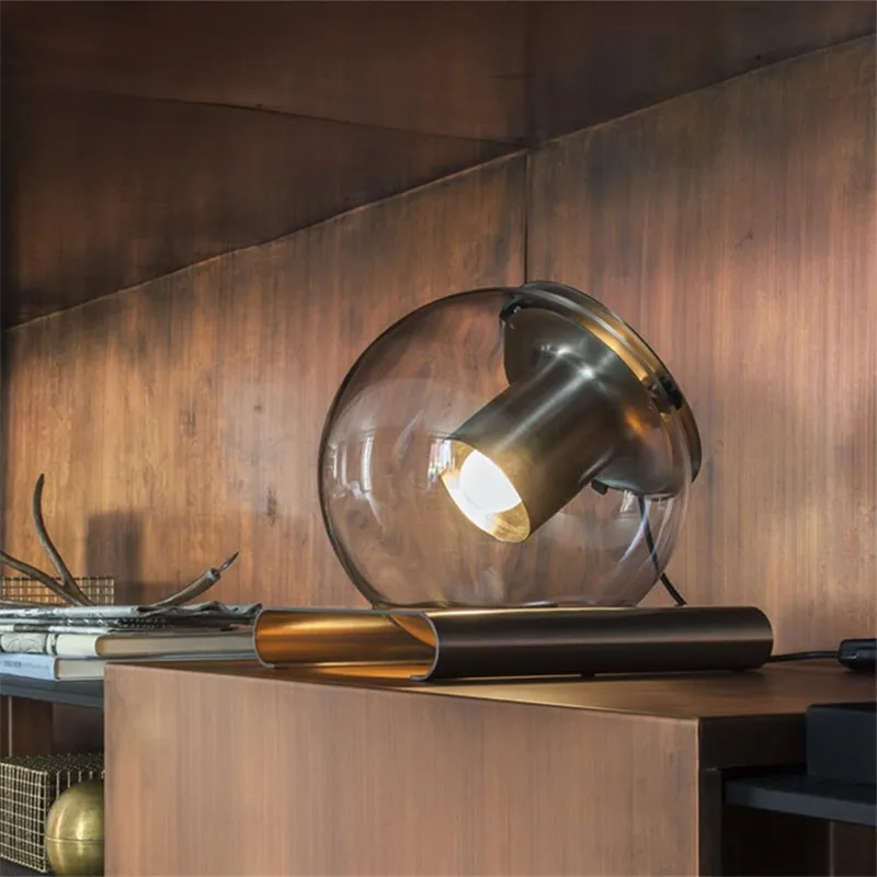 Minimalist Creative Post-Modern Designer Silver Light Bedside Bar Decorative Bedroom Night Lamps Nordic Glass Ball Table Lamp