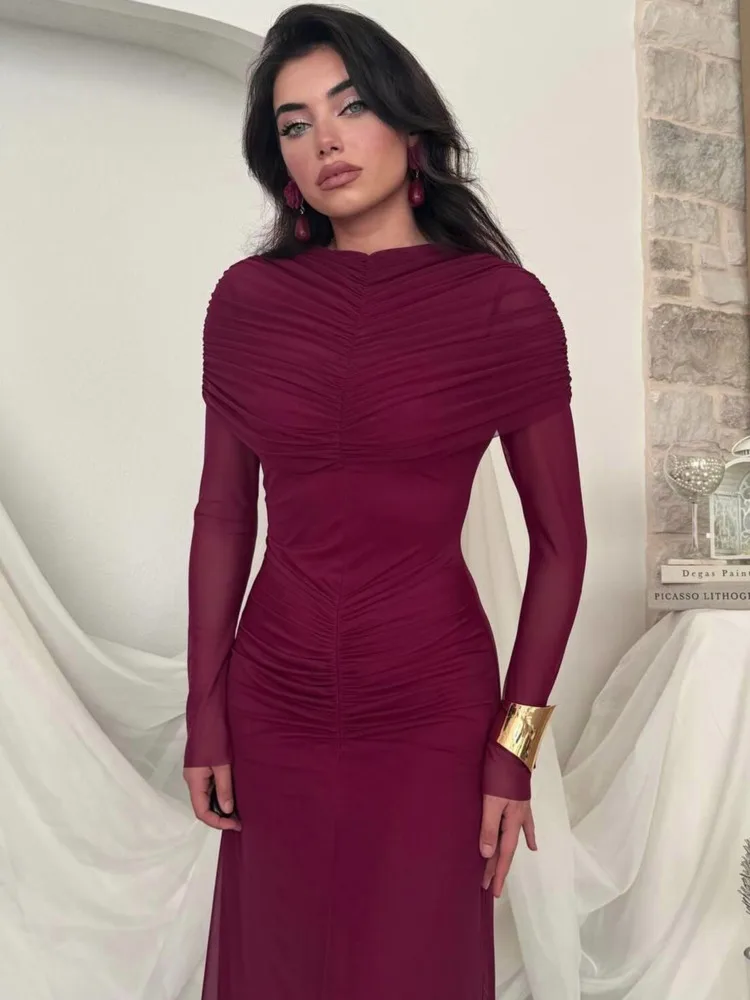 Xiaotang elegante manga longa malha retalhos vestido apertado feminino dupla camada bodycon festa clube vestido de noite inverno novos vestidos