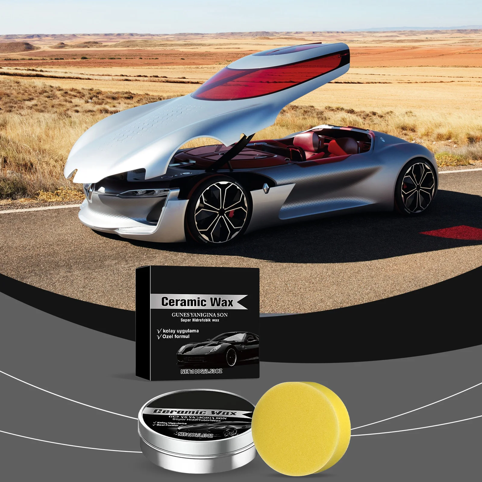 Titanium Ceramic Wax Cream With Sponge Car Coating Polishing Wax Strong Protection for Vehicles Cars To Hide Scratches