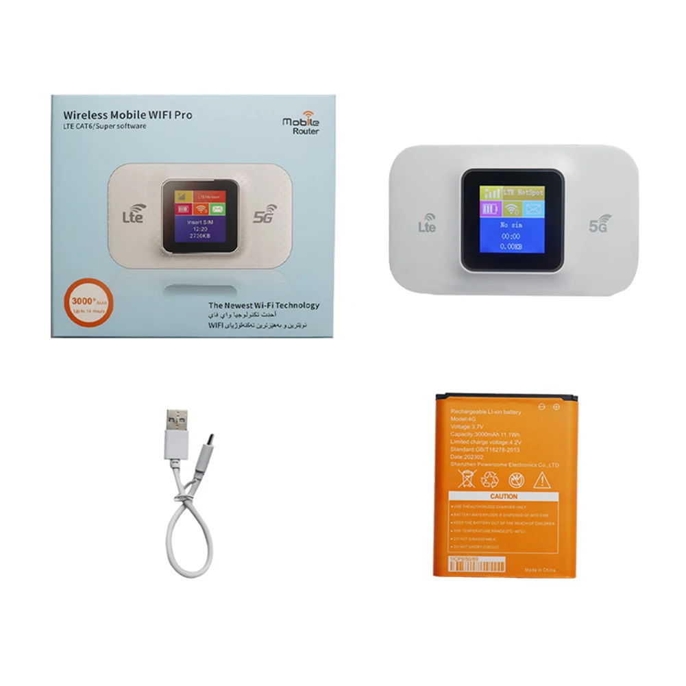 4G/5G Wireless LTE Router 150Mbps Pocket Portable WiFi Color LCD Display SIM Card WIFI Mobile Hotspot Built-in 3000mAh Battery