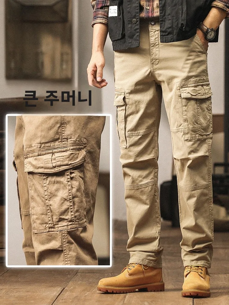 

Outdoor Men's Work Pants Autumn Winter Casual Loose Straight Leg Multi-ket Faionable Long Trousers Canvas Cargo Pants