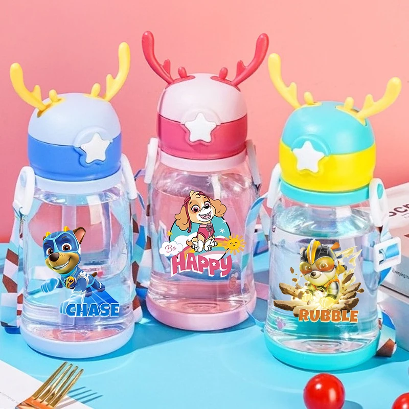 

Paw Patrols Kids Water Sippy Cup Antler Creative Cartoon Baby Cups with Straws Leakproof Water Bottles Outdoor Children's Cup