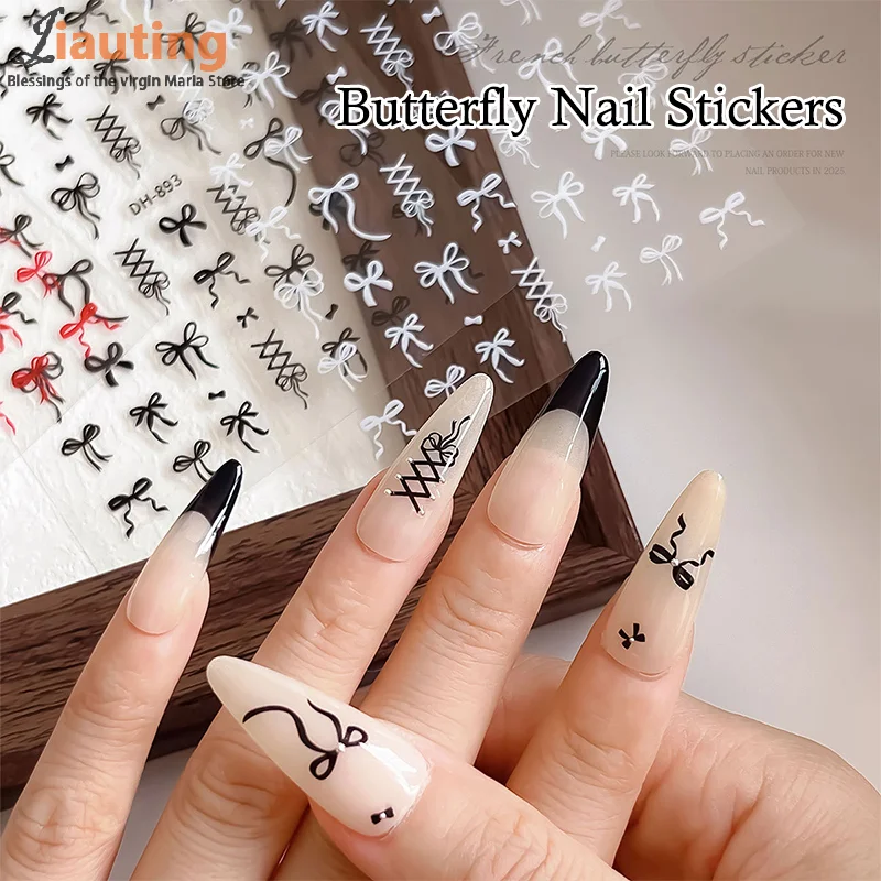 1 Sheet Bowknot&Ribbon Nail Stickers Kawaii Bow Tie Self-Adhesive Nail Art Decals DIY Manicure Decor Bowknots Sticker