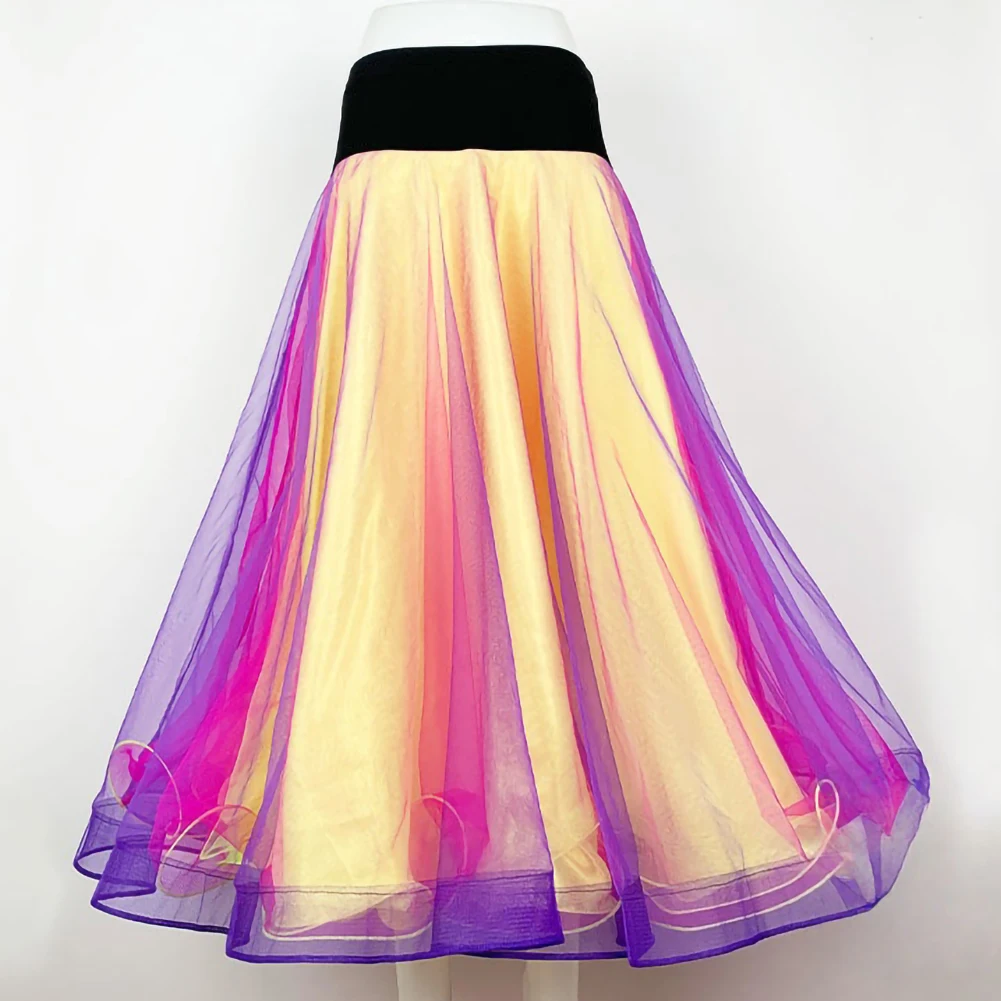 Custom-made Practice Dance Suit Lake Blue Flamenco Skirt Tulle Waltz New All-match Modern Dancer Ballroom Skirt