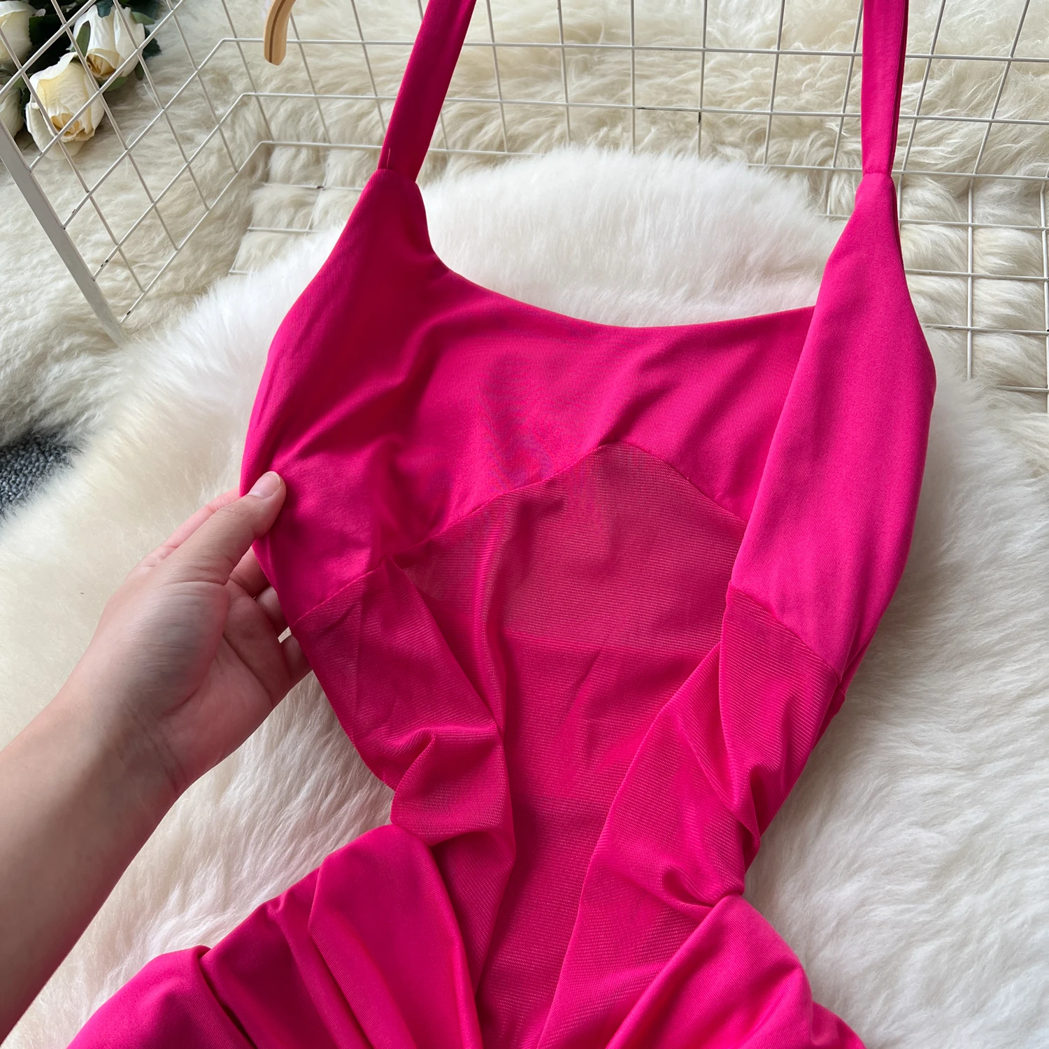 Chic vintage sexy halter backless solido sottile Elegante fata moda coreana Boho Sundress abbigliamento donna Abito lungo