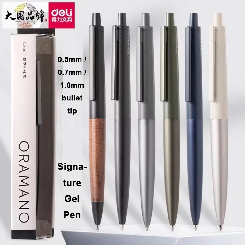 Deli A9Pro/A9 Signature Gel Pen 0.5/0.7/1.0mm Bullet Tip Tungsten Carbide Ball Smooth Writing Black Pens Office Business Gifts