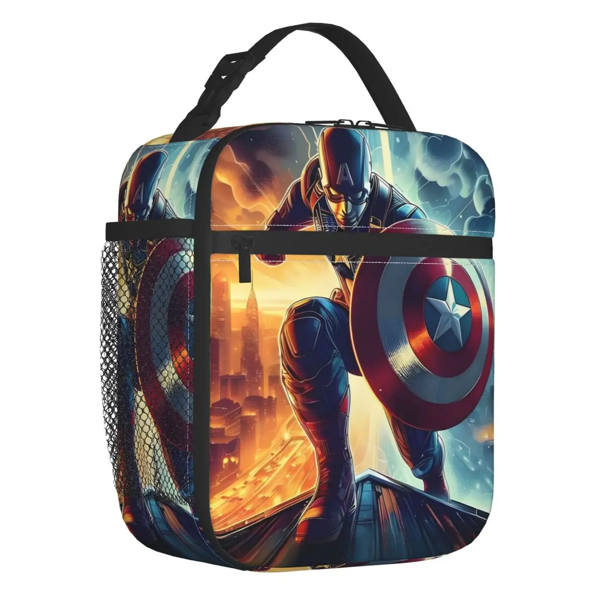 

Сумка для обеда «Капитан Америка Marvel Super Hero», женский холодильник, теплая пленка в стиле комиксов, аниме, изолированные коробки для завтрака для детей, школы