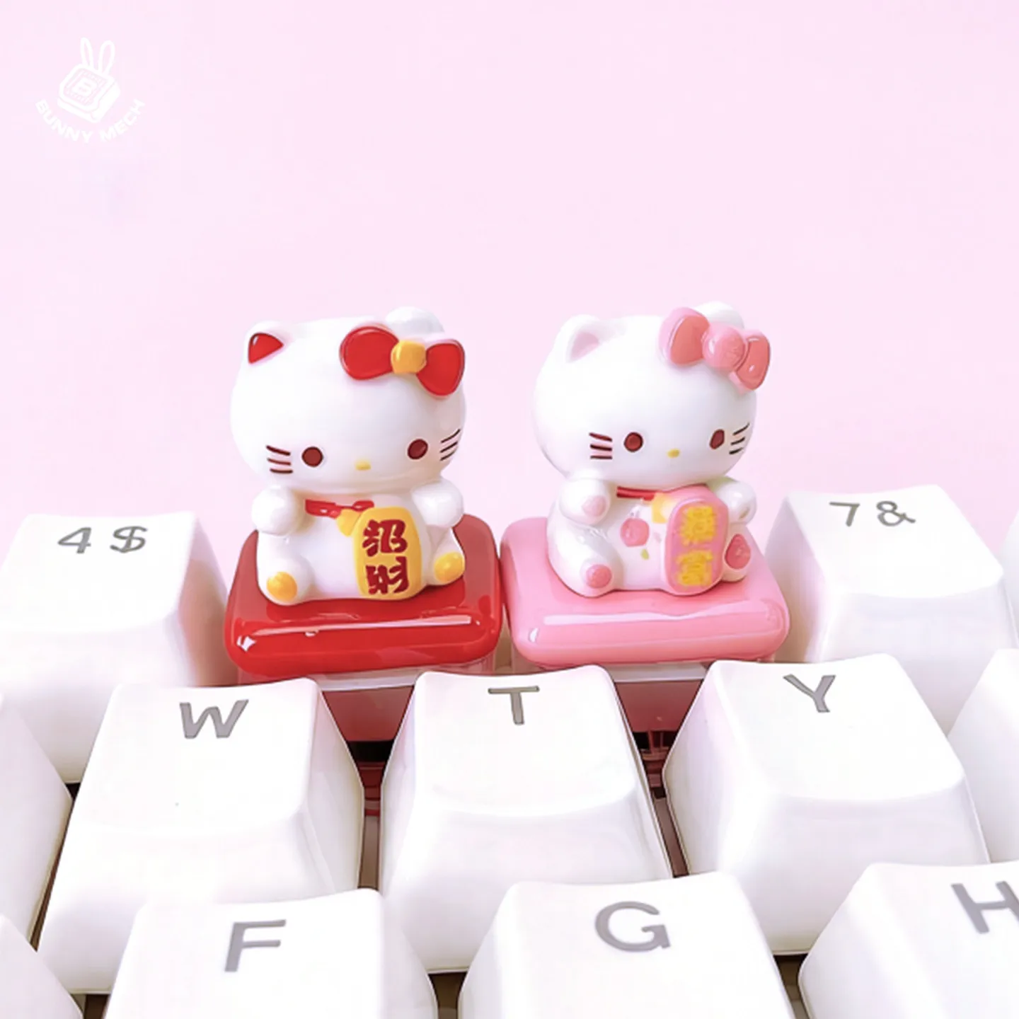 Lucky Cat HelloKitty Keycap Personalized Creative Cartoon Resin Transparent Cute Customized Mechanical Keyboard