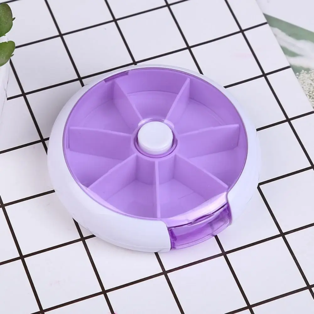 Simple Rotating Seven-grid Pill Box 7 Day Weekly Pill Box Plastic Sealed Travel Pill Case Pill Splitters