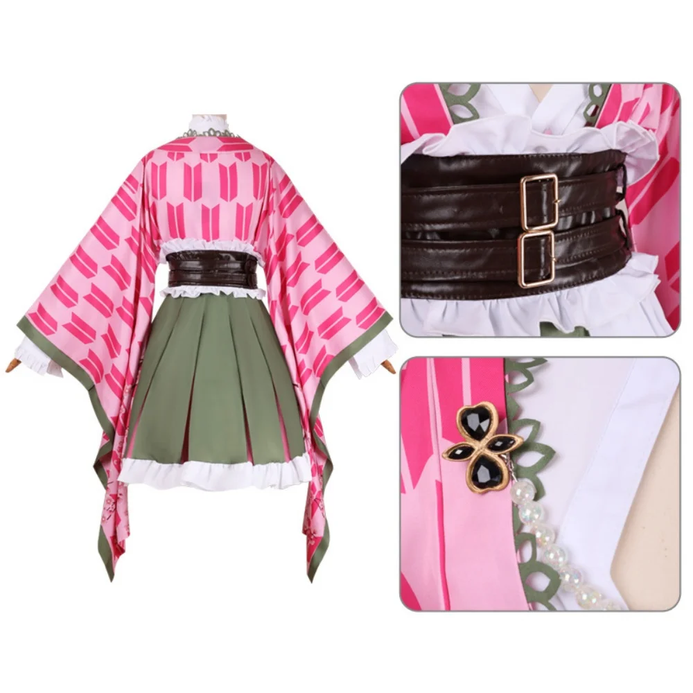 Anime Mitsuri Kanroji Cosplay Costume Mitsuri Kanroji Costume Wig Outfits Halloween Party view 3