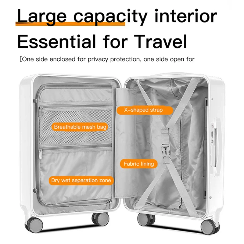 SUSHIMU Suitcase Travel Suitcase Men 20 24 26 Carry-On Luggage Women PC Aluminum Frame Trolley Case TSA password lock