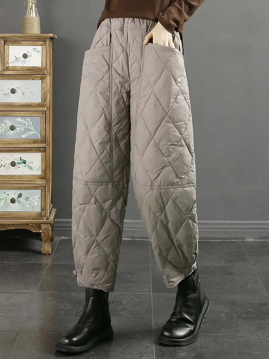 

Percentile 90 Duck down 2023 New Winter Loose Solid Color Rhombus Line Windproof Thermal down Pants down Cotton Casual Pants