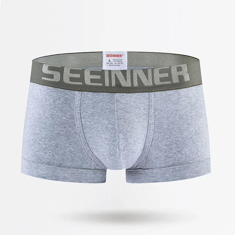 Men's Bulge Boxy Underwear Ribbed Cotton Breathable Cozy Sweat Absorption Boxer Shorts Youth Low Waist U Convex Pouch Underpants