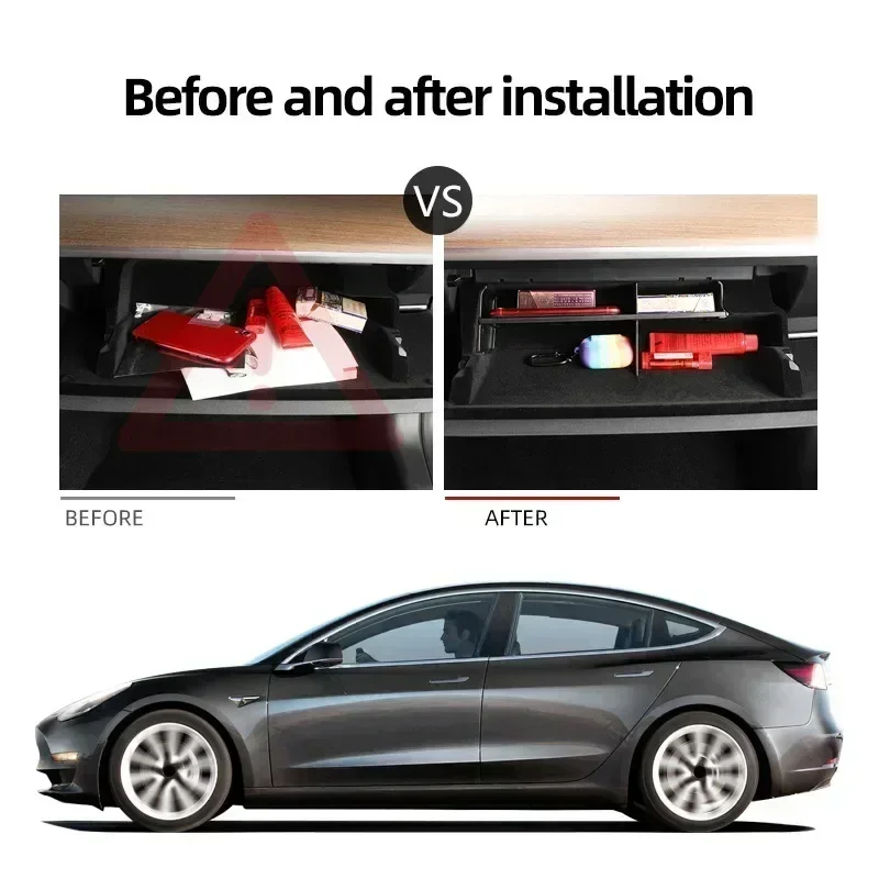 Glove Box Partition Plate for Tesla Model 3 Y Center Console Storage Organizer Glovebox Divider Copilot Storage Case Accessories