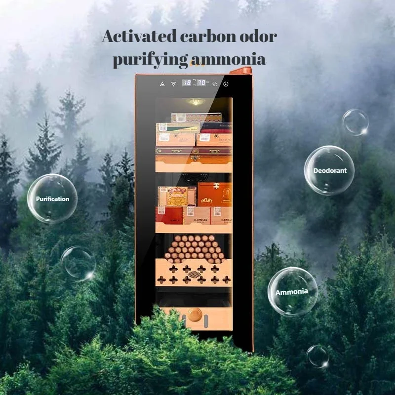 Smart temperature and humidity control cigar humidifier, silent electronic cigar cabinet, large capacity and LED lighting