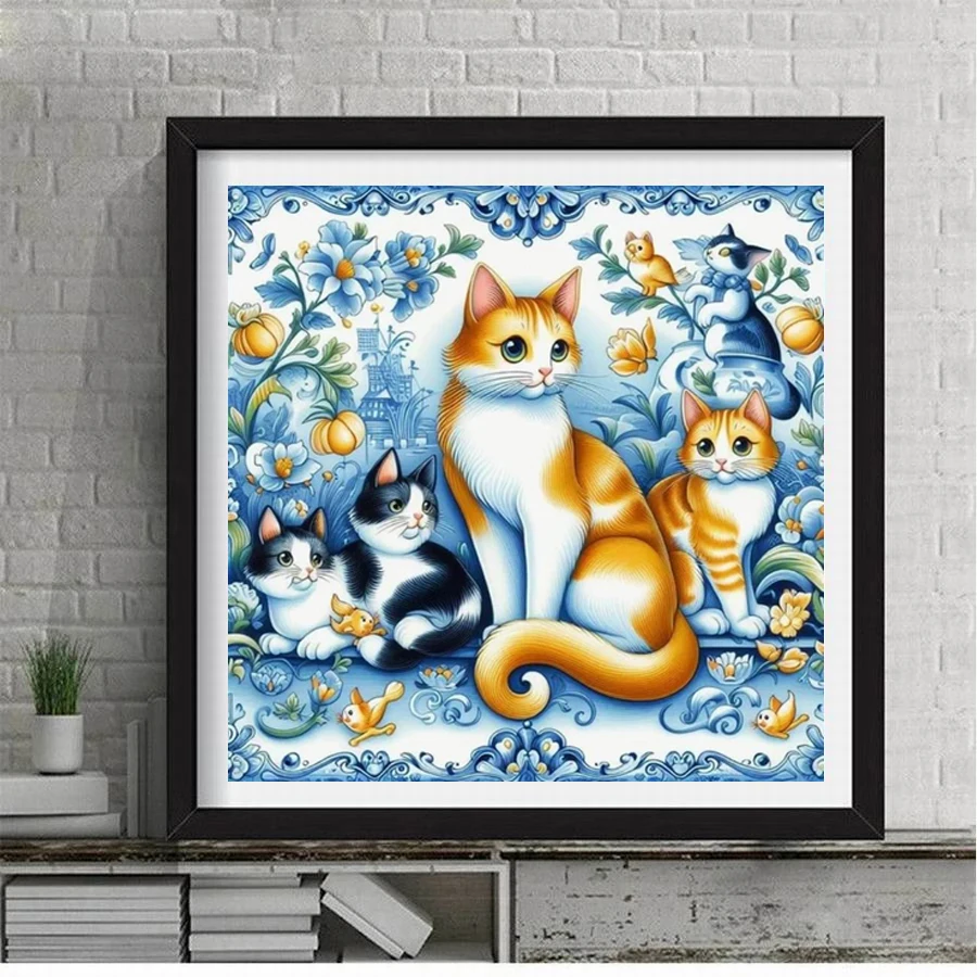 Diy Diamond Painting Retro Vase Cat Full Mosaic Embroidery Still Life Tulip Flower Rhinestone Picture Jewelry Cross Stitch Kits