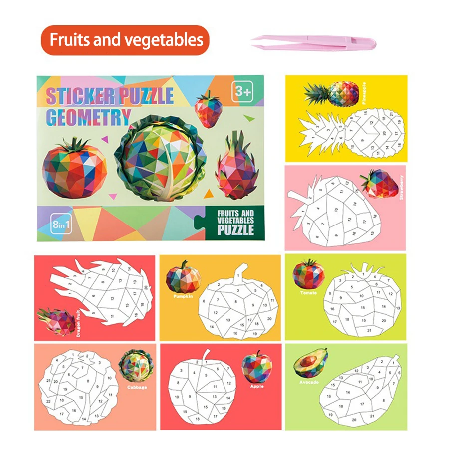 3D-Puzzle-Aufkleber DIY-Bastelsets Tier-Collage 5 Themen Zurück-zur-Schule-Geschenk Kreatives Lernset 9-teilig mit Clips – Detail 14